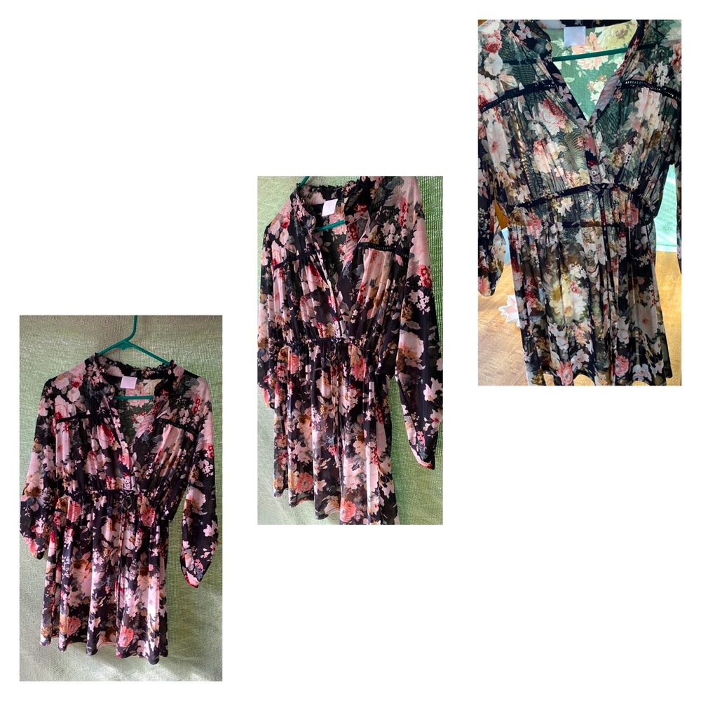 See through flower blouse